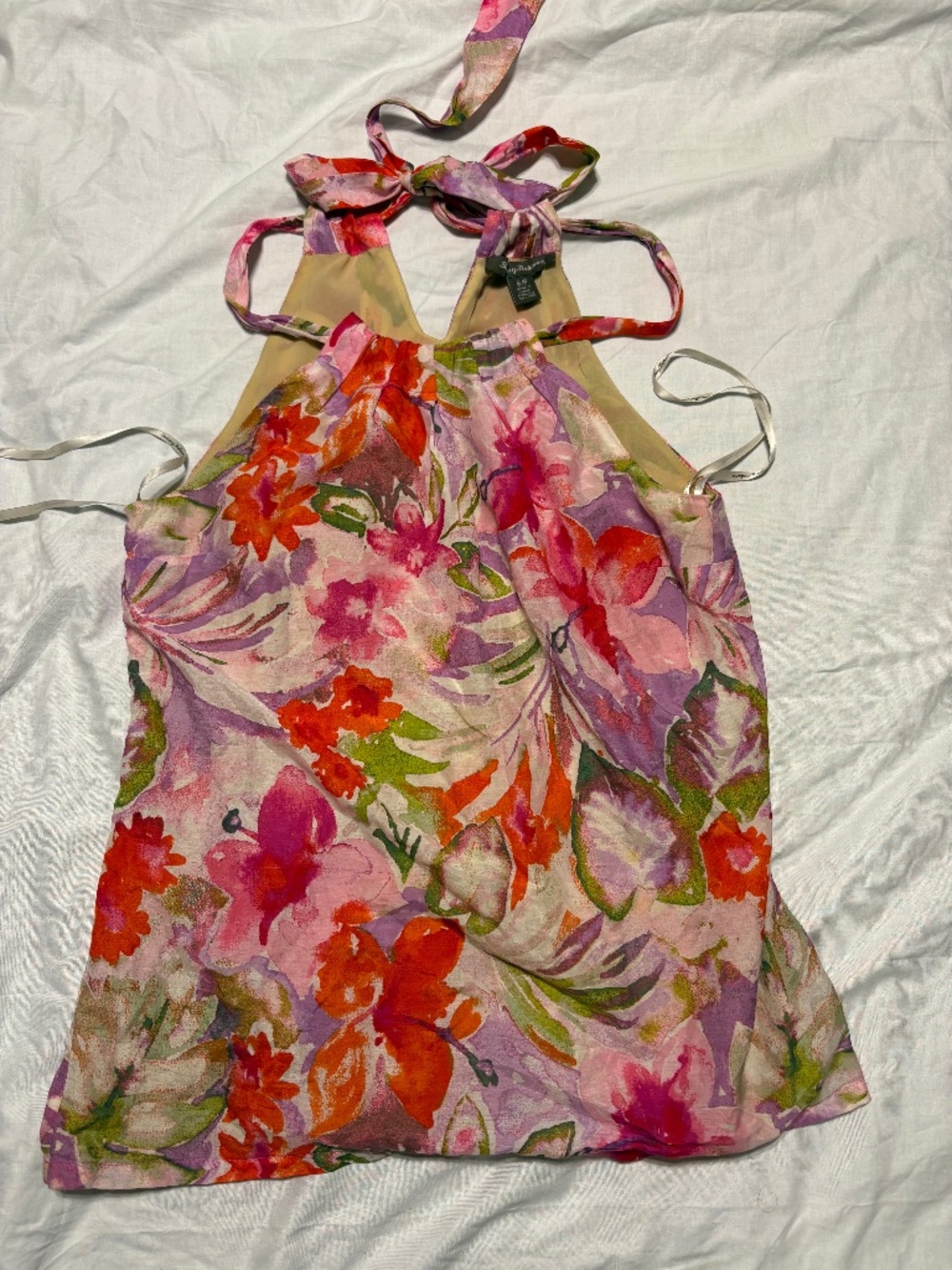 Tommy Bahama Silk Blend Floral Halter Top Pink Purple Orange Sz S NWOT